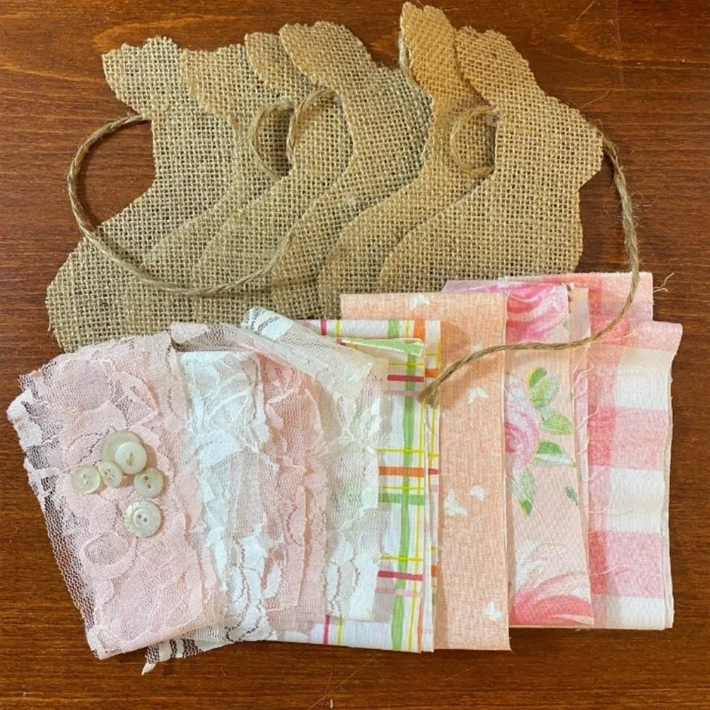 DIY Easter Bunny Burlap‎ Tied Rag Banner Kit Garland Cottage Romantic Farmhouse